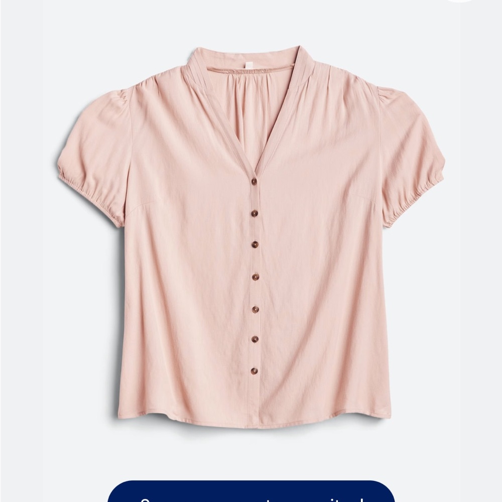 Fun2Fun Beige Cap Sleeve Button Down Shirt with Mandarin Collar